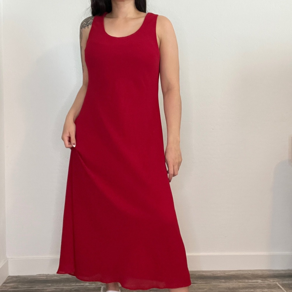 Studio I Petite‎ Red Sleeveless Scoop Neck Maxi Dress - Picture 10 of 11